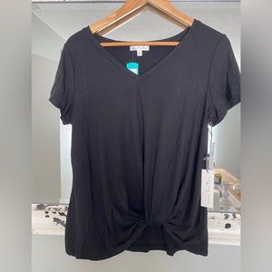Nine Britton Levie V Neck Knit Top - Black - Medium - NWT